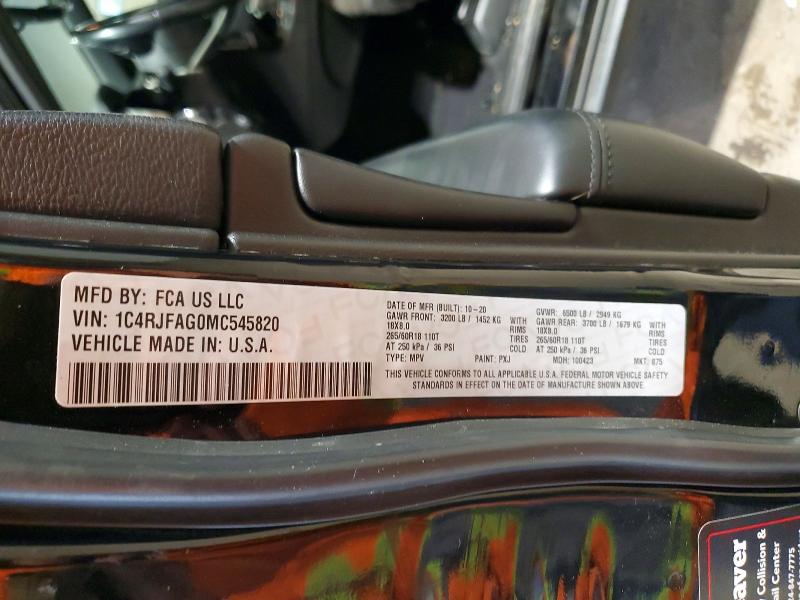 58782356 :رقم المزاد ، 1C4RJFAG0MC545820 vin ، 2021 Jeep Grand Cherokee مزاد بيع
