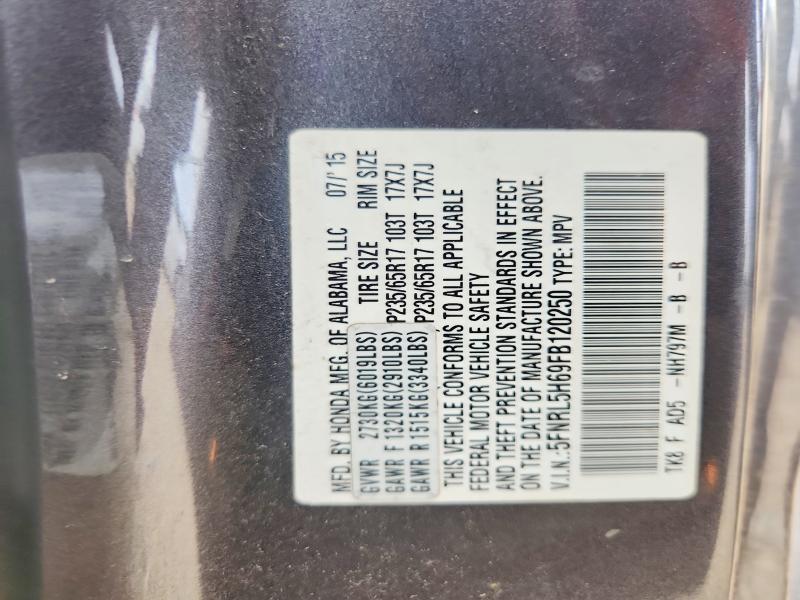 2015 Honda Odyssey მანქანა იყიდება აუქციონზე, vin: 5FNRL5H69FB120250, აუქციონის ნომერი: 57215476