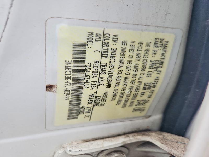 2007 Nissan Versa მანქანა იყიდება აუქციონზე, vin: 3N1BC13E47L403444, აუქციონის ნომერი: 55351056