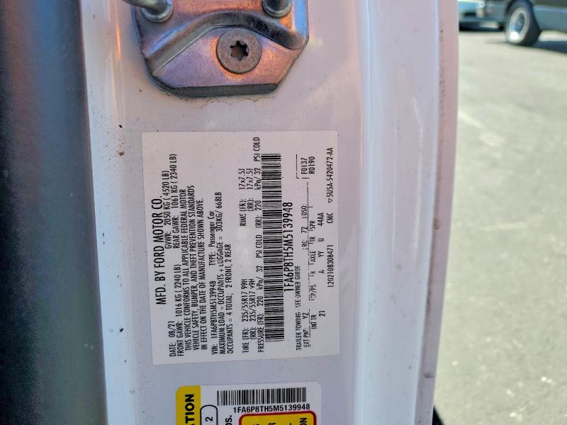 Продажа на аукционе авто 2021 Ford Mustang, vin: 1FA6P8TH5M5139948, номер лота: 58251086