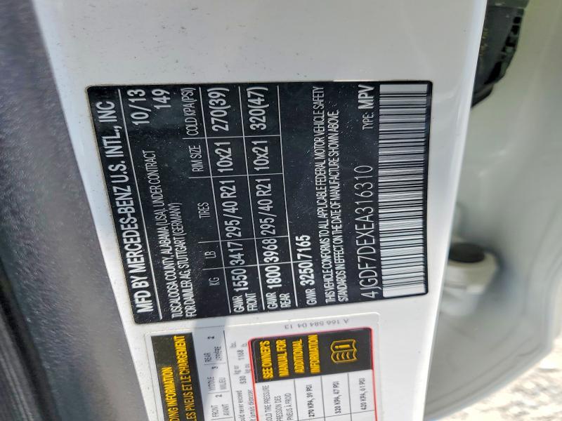 Aukcja sprzedaży 2014 Mercedes-benz Gl, vin: 4JGDF7DEXEA316310, numer aukcji: 58750226