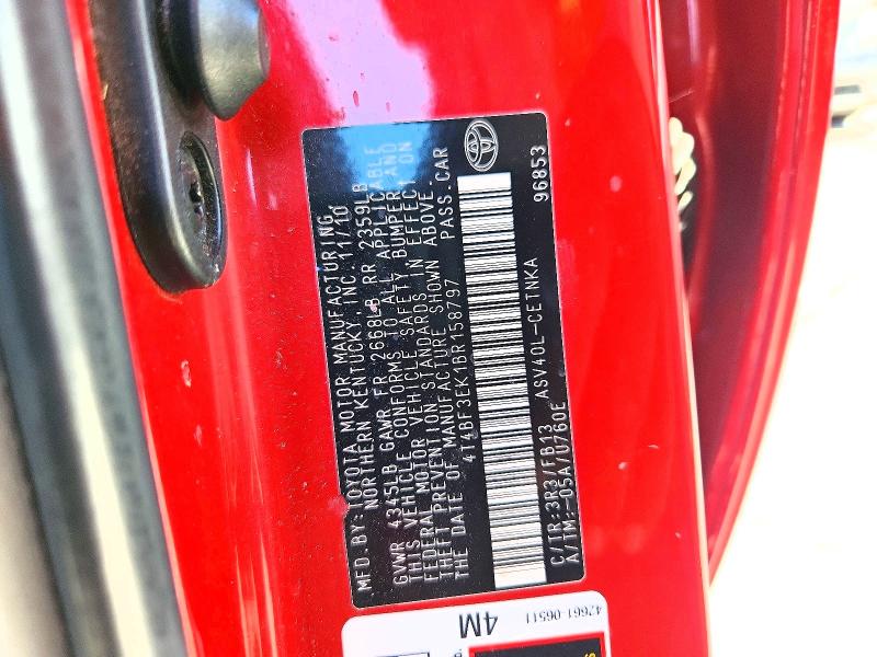 2011 Toyota Camry მანქანა იყიდება აუქციონზე, vin: 4T4BF3EK1BR158797, აუქციონის ნომერი: 57258056
