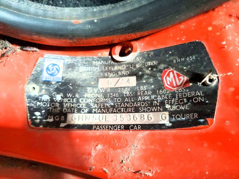 Продажа на аукционе авто 1974 Mgb Gt, vin: GHN5UE353686G, номер лота: 59284556