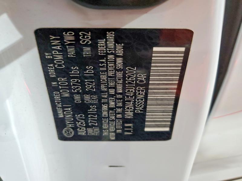 2016 Hyundai Genesis მანქანა იყიდება აუქციონზე, vin: KMHGN4JE4GU126202, აუქციონის ნომერი: 85978625