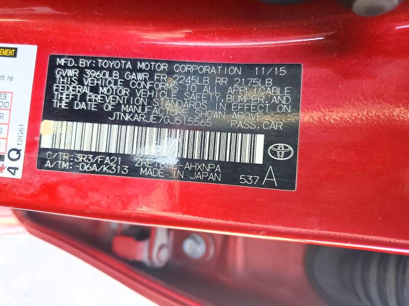 58064646 :رقم المزاد ، JTNKARJE7GJ515565 vin ، 2016 Toyota Scion مزاد بيع