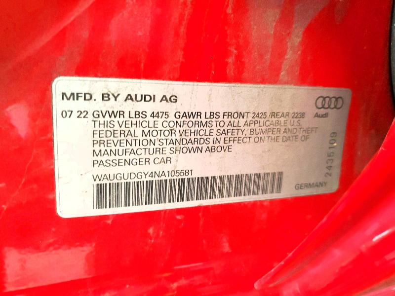 Продажа на аукционе авто 2022 Audi A3, vin: WAUGUDGY4NA105581, номер лота: 58660416