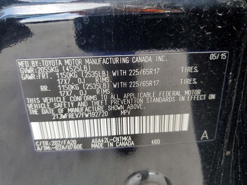 56106076 :رقم المزاد ، 2T3WFREV7FW192720 vin ، 2015 Toyota Rav4 مزاد بيع