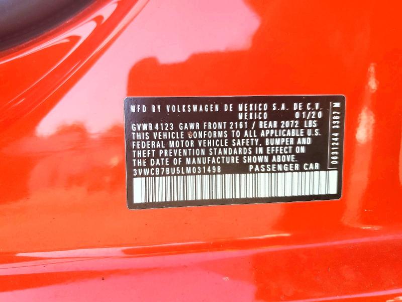 2020 Volkswagen Jetta მანქანა იყიდება აუქციონზე, vin: 3VWCB7BU5LM031498, აუქციონის ნომერი: 56662806