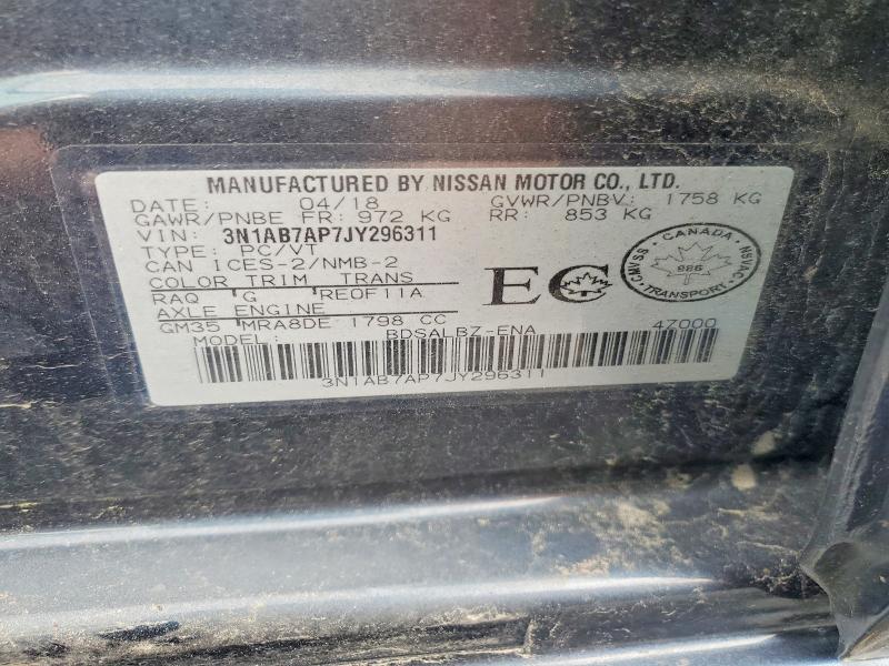 Продажа на аукционе авто 2018 Nissan Sentra, vin: 3N1AB7AP7JY296311, номер лота: 58000396