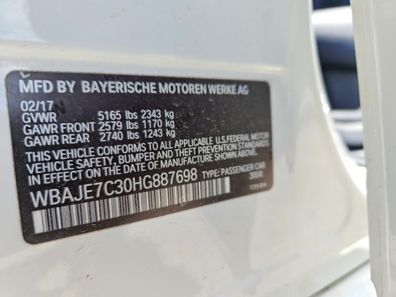 Продаж на аукціоні авто 2017 Bmw 540, vin: WBAJE7C30HG887698, номер лоту: 57047106