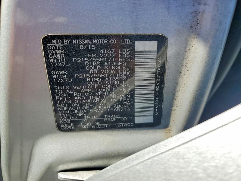 57729866 :رقم المزاد ، JN8AF5MV8FT565713 vin ، 2015 Nissan Juke مزاد بيع