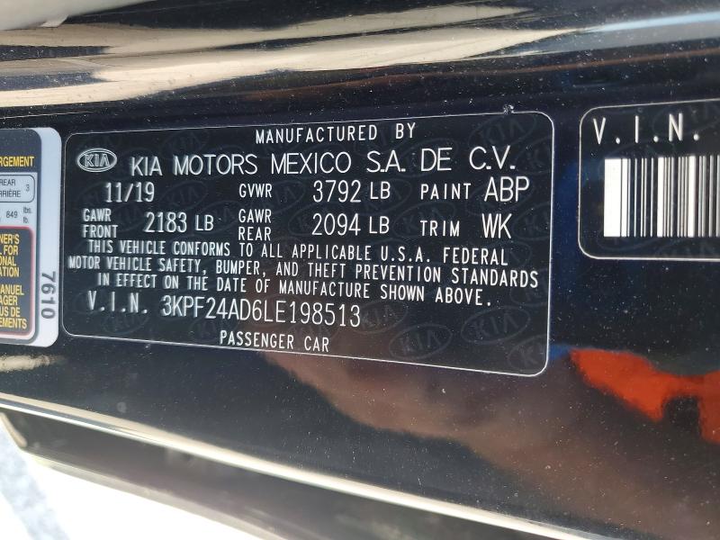 55407636 :رقم المزاد ، 3KPF24AD6LE198513 vin ، 2020 Kia Forte مزاد بيع