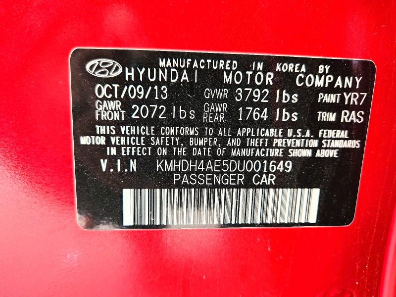 Aukcja sprzedaży 2013 Hyundai Elantra, vin: KMHDH4AE5DU001649, numer aukcji: 55136686