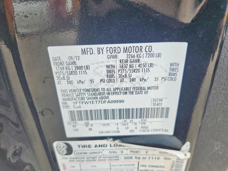 Auction sale of the 2013 Ford F150, vin: 1FTFW1ET7DFA09590, lot number: 58511256