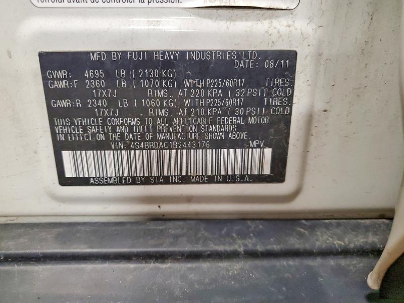Продаж на аукціоні авто 2011 Subaru Outback, vin: 4S4BRDAC1B2443176, номер лоту: 57015516