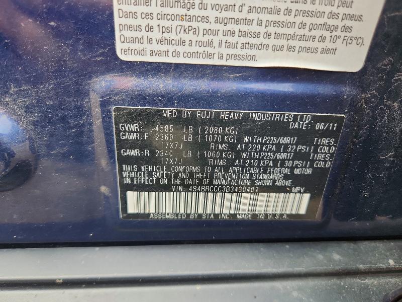 56758376 :رقم المزاد ، 4S4BRCCC3B3430401 vin ، 2011 Subaru Outback مزاد بيع