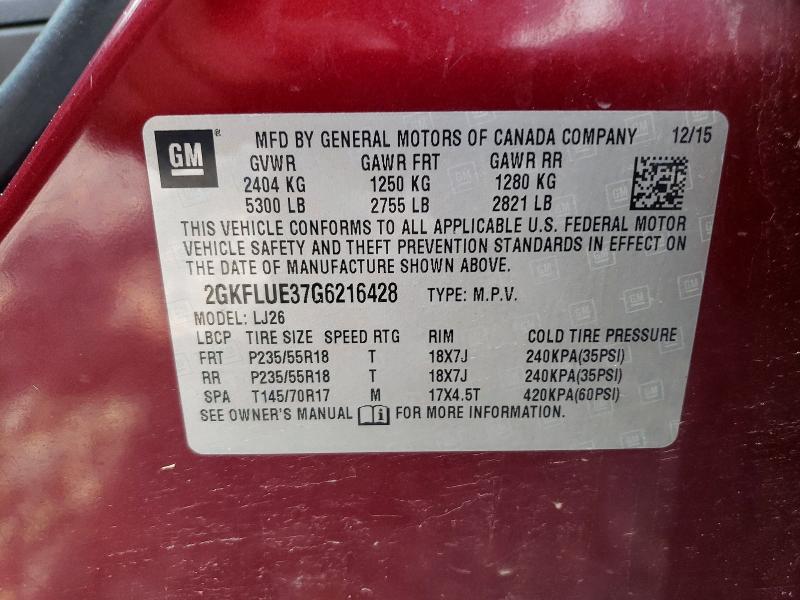 Продаж на аукціоні авто 2016 Gmc Terrain, vin: 2GKFLUE37G6216428, номер лоту: 56570636