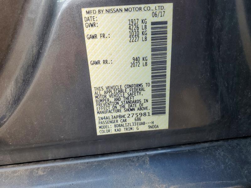 Aukcja sprzedaży 2017 Nissan Altima, vin: 1N4AL3AP8HC275981, numer aukcji: 57232746