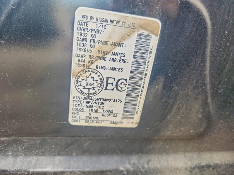 59162626 :رقم المزاد ، JN8AS5MT0AW014175 vin ، 2010 Nissan Rogue مزاد بيع