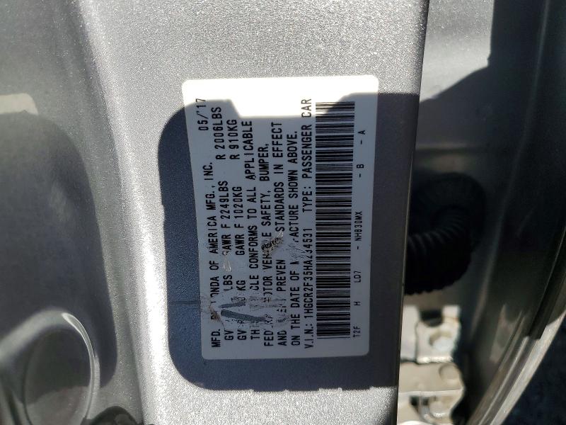 Продаж на аукціоні авто 2017 Honda Accord, vin: 1HGCR2F35HA234531, номер лоту: 55676386