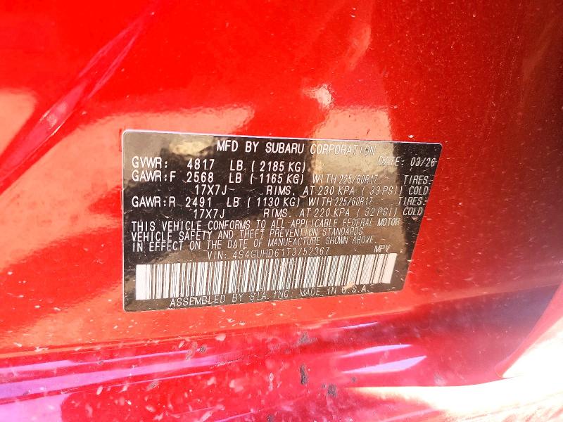 58541646 :رقم المزاد ، 4S4GUHD61T3752367 vin ، 2026 Subaru Crosstrek مزاد بيع