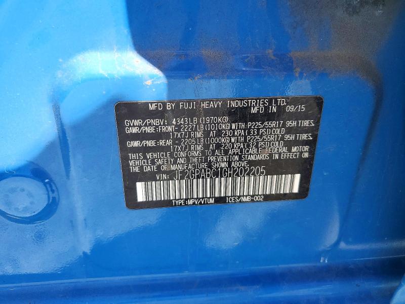 Продажа на аукционе авто 2016 Subaru Crosstrek, vin: JF2GPABC1GH202205, номер лота: 57167266