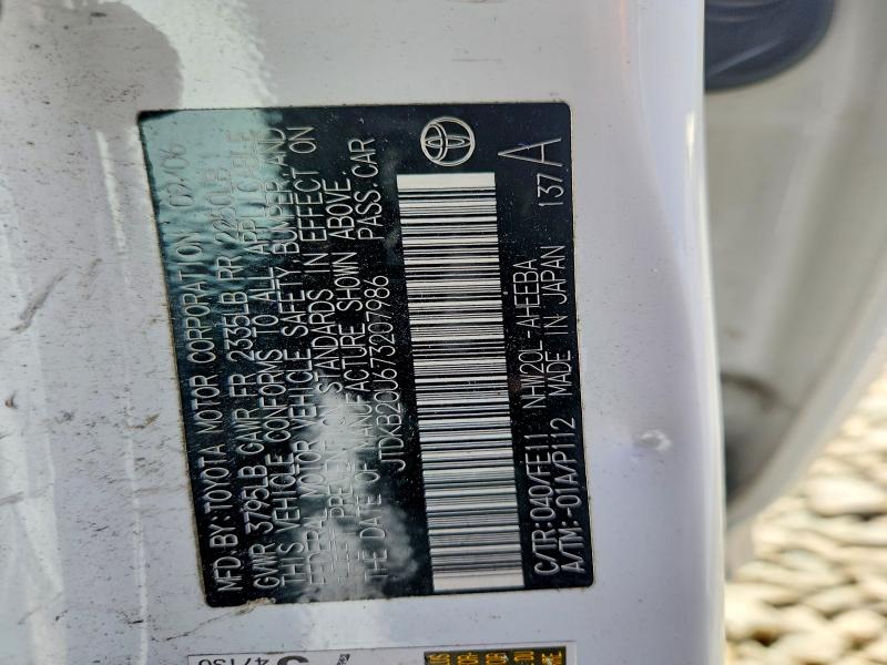 Aukcja sprzedaży 2007 Toyota Prius, vin: JTDKB20U673207986, numer aukcji: 55970356