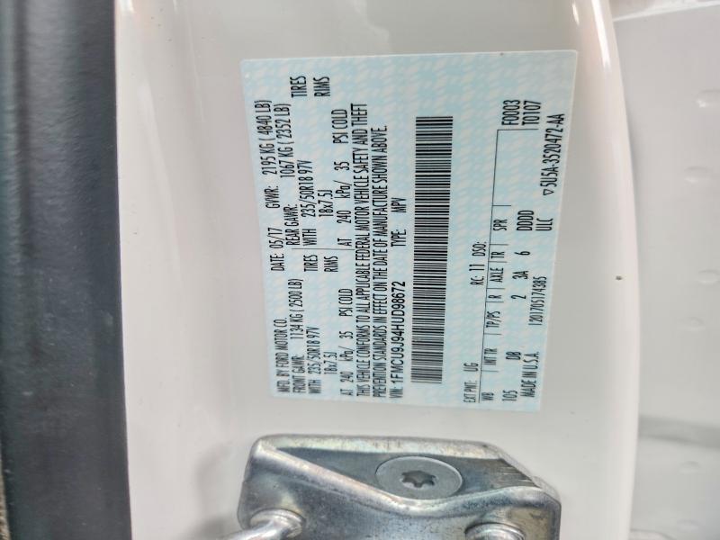 58630396 :رقم المزاد ، 1FMCU9J94HUD98672 vin ، 2017 Ford Escape مزاد بيع
