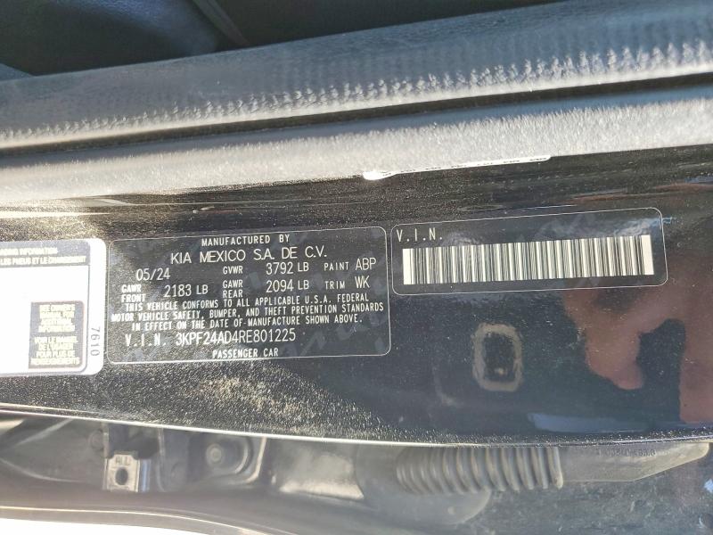 55747206 :رقم المزاد ، 3KPF24AD4RE801225 vin ، 2024 Kia Forte مزاد بيع