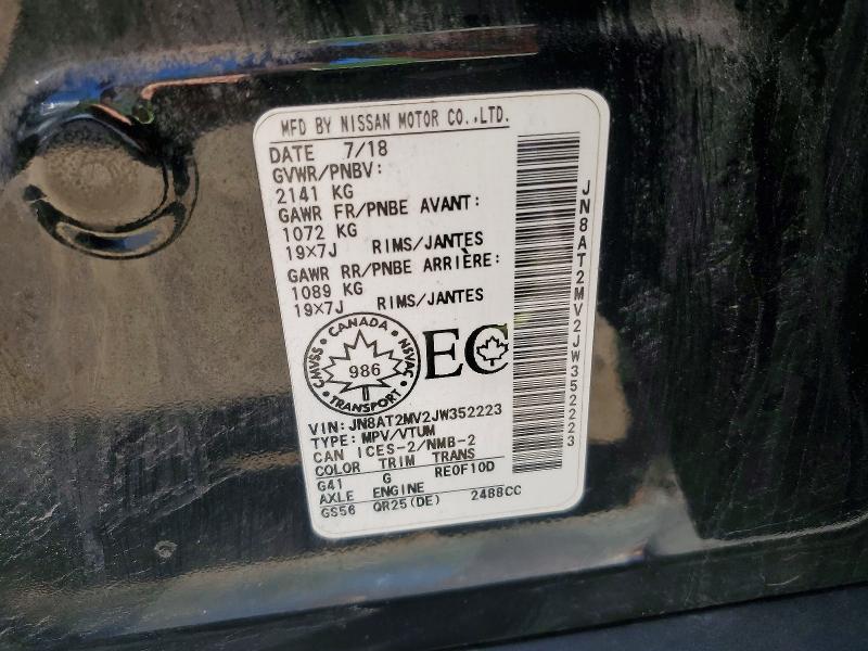 55342856 :رقم المزاد ، JN8AT2MV2JW352223 vin ، 2018 Nissan Rogue مزاد بيع