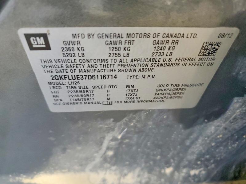 56957996 :رقم المزاد ، 2GKFLUE37D6116714 vin ، 2013 Gmc Terrain مزاد بيع
