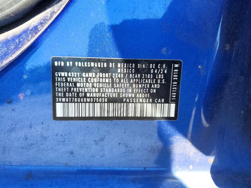 Aukcja sprzedaży 2024 Volkswagen Jetta, vin: 3VW8T7BU6RM075036, numer aukcji: 56974966