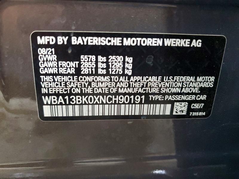 58273166 :رقم المزاد ، WBA13BK0XNCH90191 vin ، 2022 Bmw M550xi مزاد بيع
