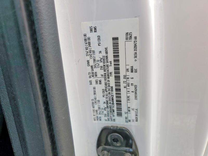 2021 Ford F150 მანქანა იყიდება აუქციონზე, vin: 1FTMF1CB4MKE11866, აუქციონის ნომერი: 58607946