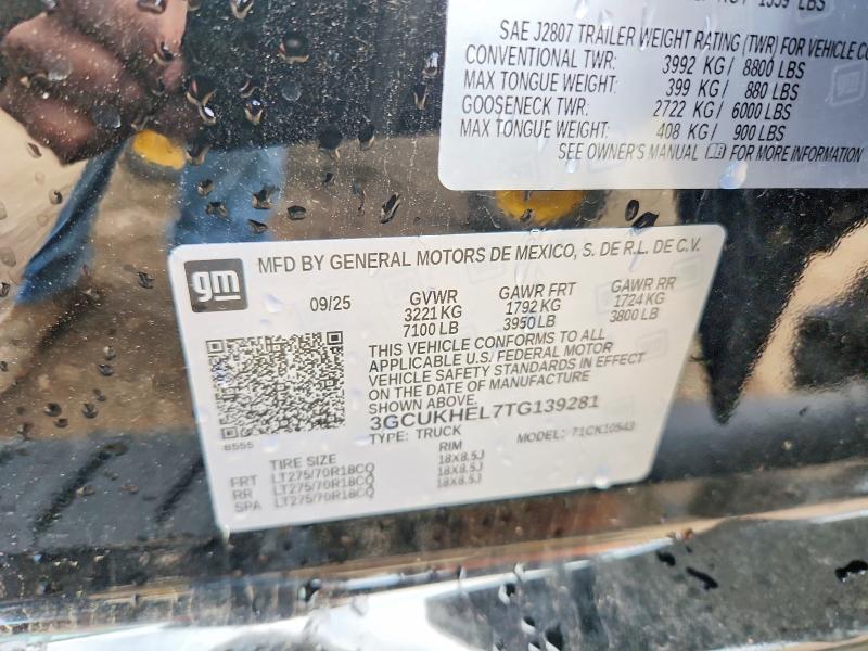 2026 Chevrolet Silverado მანქანა იყიდება აუქციონზე, vin: 3GCUKHEL7TG139281, აუქციონის ნომერი: 55356736