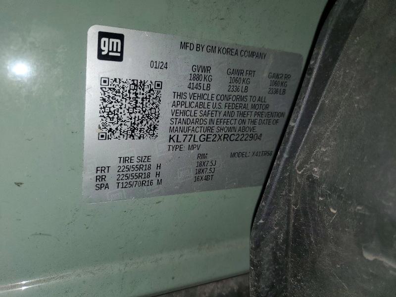 Aukcja sprzedaży 2024 Chevrolet Trax, vin: KL77LGE2XRC222904, numer aukcji: 56239106
