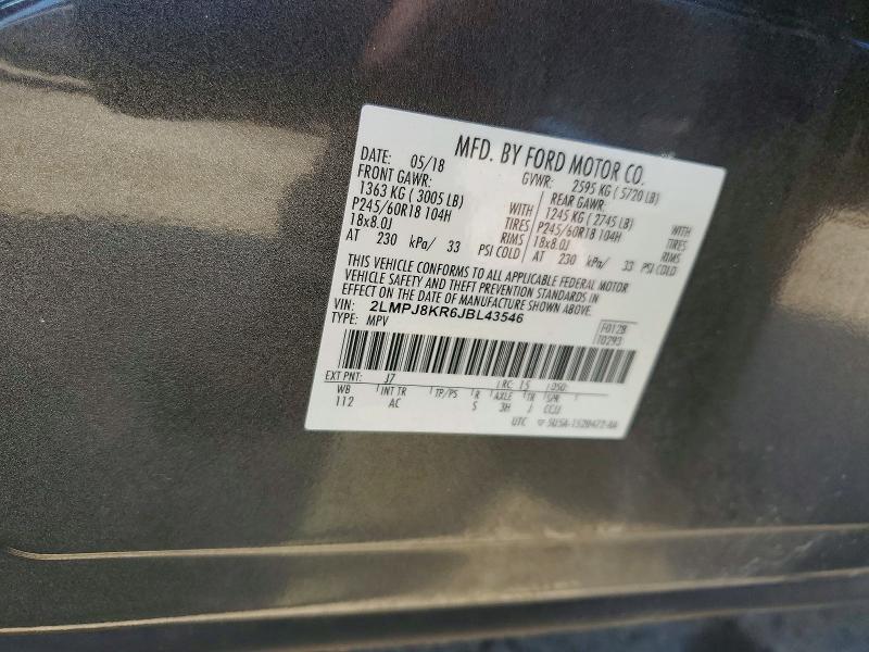 Продажа на аукционе авто 2018 Lincoln Mkx, vin: 2LMPJ8KR6JBL43546, номер лота: 56873886