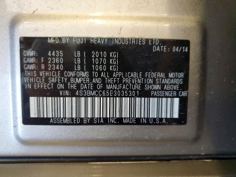 2014 Subaru Legacy მანქანა იყიდება აუქციონზე, vin: 4S3BMCC65E3035301, აუქციონის ნომერი: 58382926