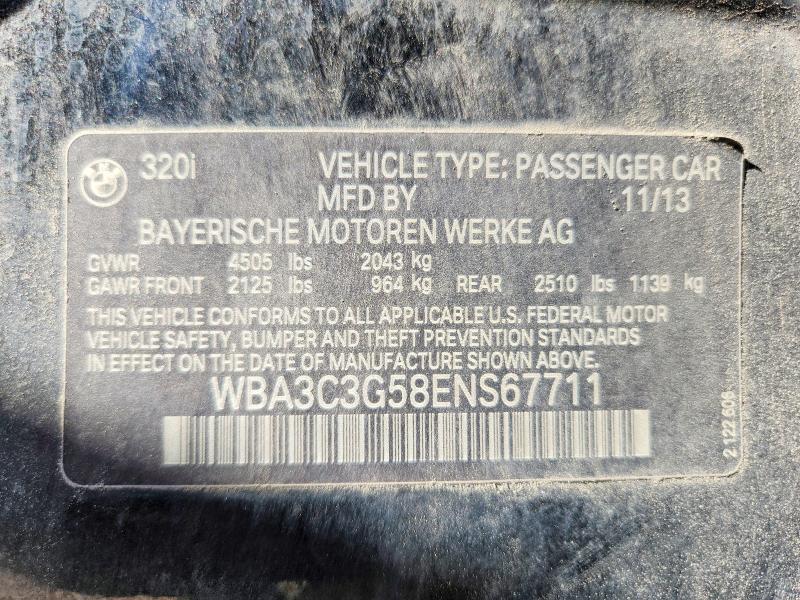 Aukcja sprzedaży 2014 Bmw 320, vin: WBA3C3G58ENS67711, numer aukcji: 54797366