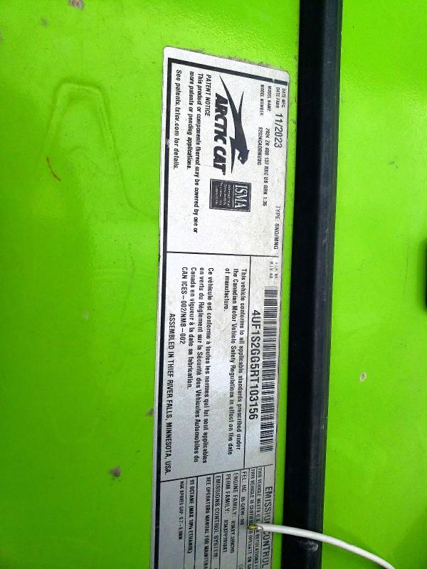 2024 Arctic Cat Zr600r-xce მანქანა იყიდება აუქციონზე, vin: 4UF1S2GG5RT103156, აუქციონის ნომერი: 57176116