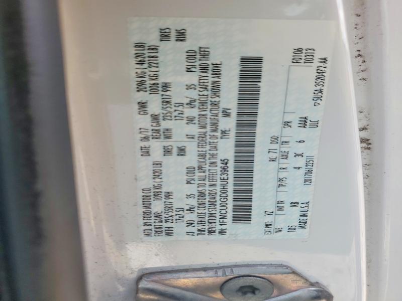 59535476 :رقم المزاد ، 1FMCU0GD0HUE39645 vin ، 2017 Ford Escape مزاد بيع