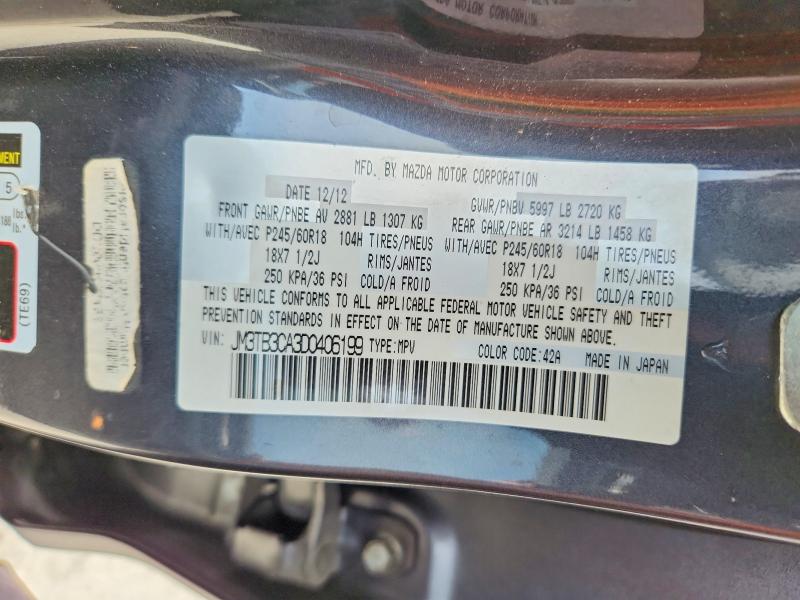 Продажа на аукционе авто 2013 Mazda Cx-9, vin: JM3TB3CA3D0406199, номер лота: 55627756