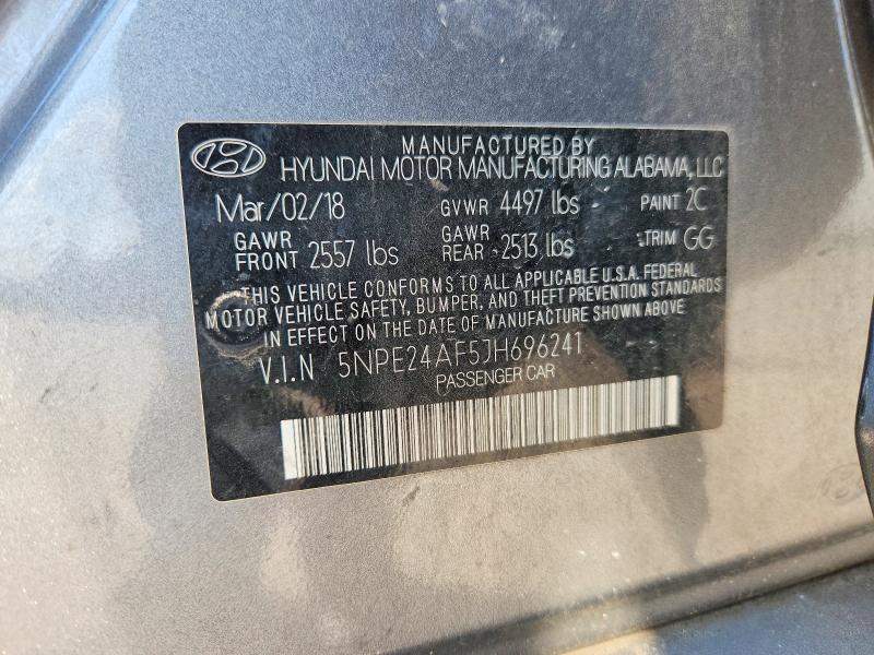 57926696 :رقم المزاد ، 5NPE24AF5JH696241 vin ، 2018 Hyundai Sonata مزاد بيع