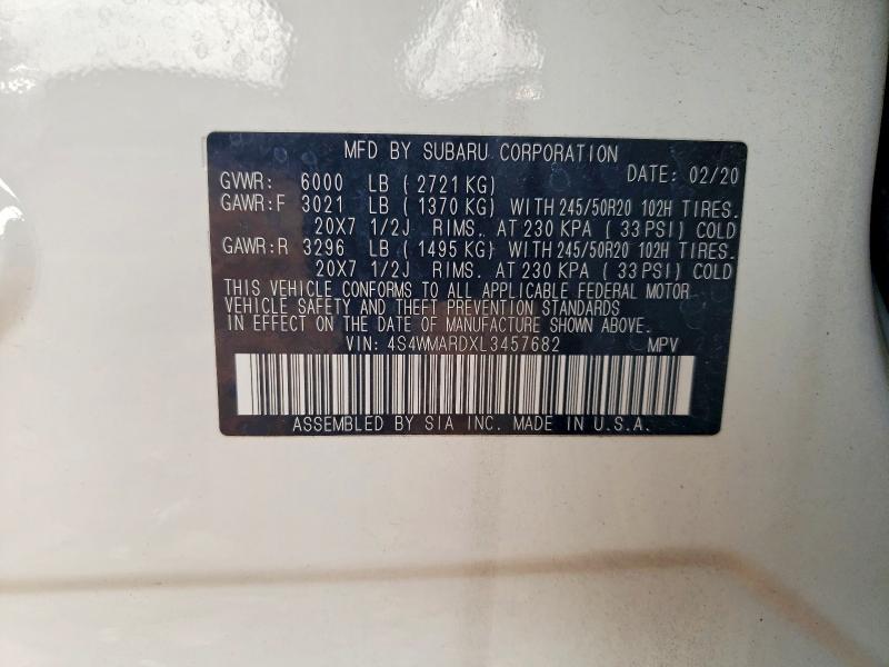 Продажа на аукционе авто 2020 Subaru Ascent, vin: 4S4WMARDXL3457682, номер лота: 58946366