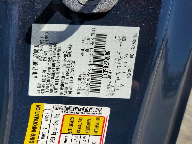 Auction sale of the 2025 Ford Mustang, vin: 1FA6P8R03S5500107, lot number: 58821626