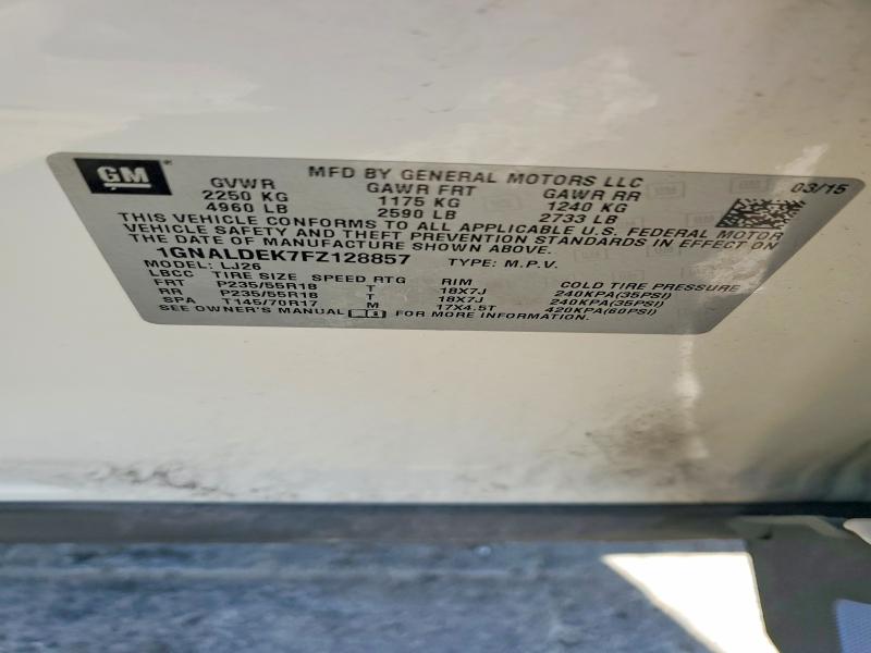 57821746 :رقم المزاد ، 1GNALDEK7FZ128857 vin ، 2015 Chevrolet Equinox مزاد بيع