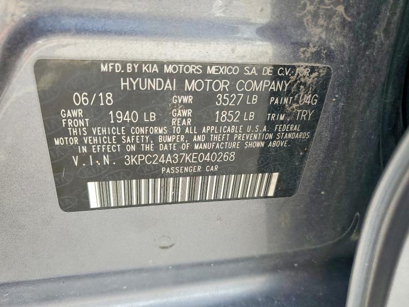 2019 Hyundai Accent მანქანა იყიდება აუქციონზე, vin: 3KPC24A37KE040268, აუქციონის ნომერი: 55815126