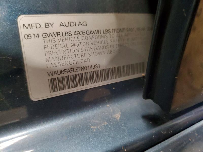2015 Audi A4 მანქანა იყიდება აუქციონზე, vin: WAUBFAFL6FN014931, აუქციონის ნომერი: 57810386