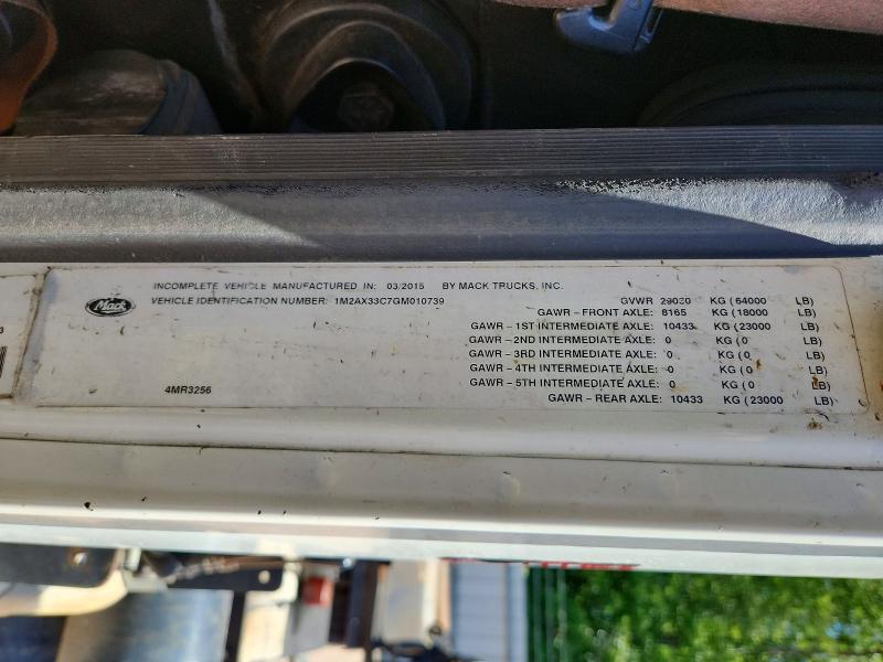 Auction sale of the 2016 Mack Unknown, vin: 1M2AX33C7GM010739, lot number: 54686346
