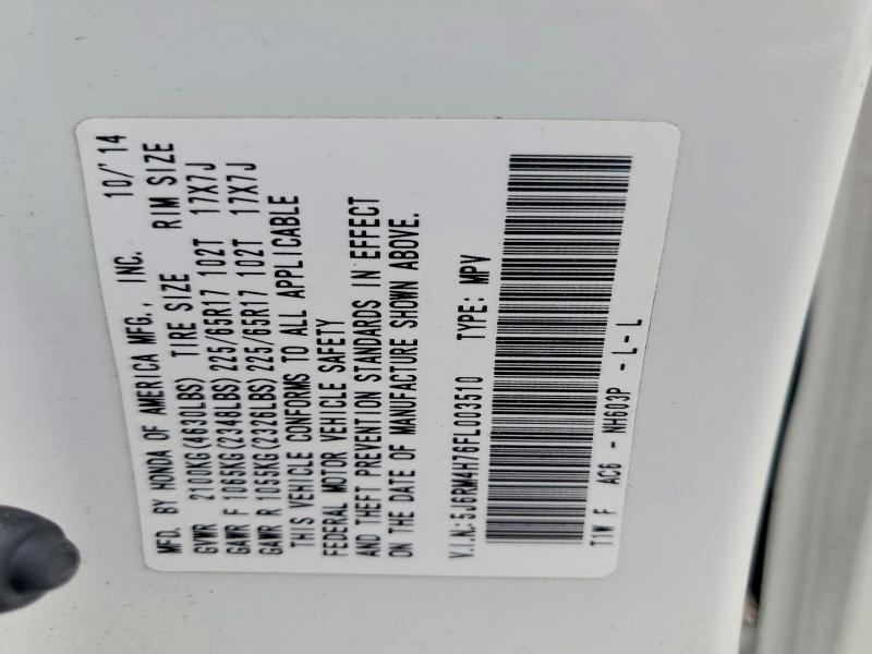 Продаж на аукціоні авто 2015 Honda Cr-v, vin: 5J6RM4H76FL003510, номер лоту: 55198856